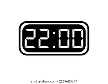 Timer 22 hours icon. 22 hours digital timer in background white.