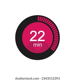 Timer 22 min Icon, 22 Minuten digitale Timer. Uhr, Timer und Countdown.