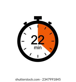 Timer 22 min icon, 22 minutes digital timer.