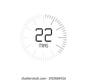 Timer 22 mins icon, 22 minutes digital timer