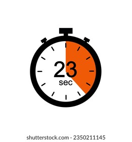 Timer 23 sec icon, 23 seconds digital timer.