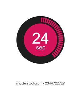 Timer 24 sec icon, 24 seconds digital timer. Clock, timer and countdown.