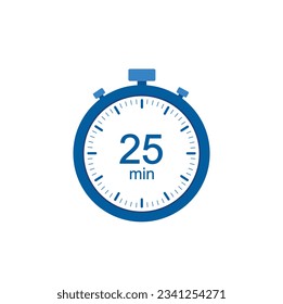 Timer 25 min icon, 25 minutes digital timer. Clock and watch, countdown.