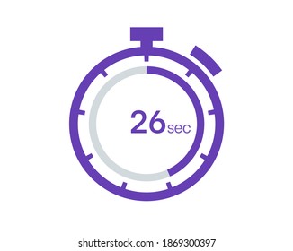 Timer 26 sec icon, 26 seconds digital timer. Clock and watch, timer, countdown