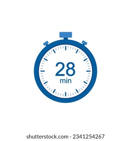 Timer 28 min icon, 28 minutes digital timer. Clock and watch, countdown.