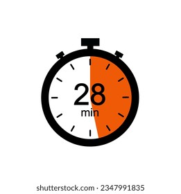 Timer 28 min icon, 28 minutes digital timer.