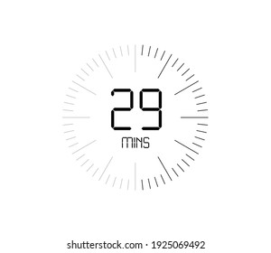 Timer 29 mins icon, 29 minutes digital timer