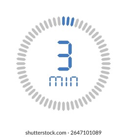 Timer 3 minute. Stopwatch isolated set icons. Countdown timer symbol icon set. vector illustration.