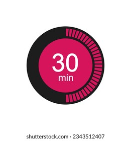 Timer 30 min icon, 30 minutes digital timer. Clock, timer and countdown.