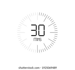 Timer 30 mins icon, 30 minutes digital timer