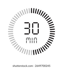 Timer 30 minute. Stopwatch isolated set icons. Countdown timer symbol icon set. vector illustration.