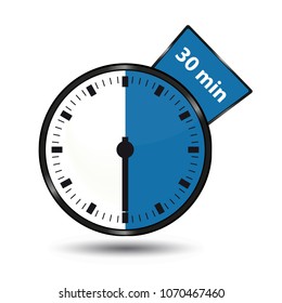 Timer 30 Minutes - Vector Illustration - Isolated On White Background