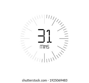 Timer 31 mins icon, 31 minutes digital timer