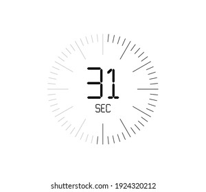 Timer 31 sec icon, 31 seconds digital timer
