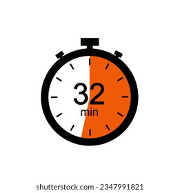 Timer 32 min icon, 32 minutes digital timer.