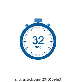 Timer 32 sec icon, 32 seconds digital timer. Clock and watch, countdown.