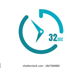 Timer 32 sec Simple icon design, 32 second timer clocks. 32 sec stopwatch icons