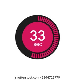 Timer 33 sec icon, 33 seconds digital timer. Clock, timer and countdown.