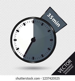 Timer 35 Minutes - Vector Illustration - Isolated On Transparent Background