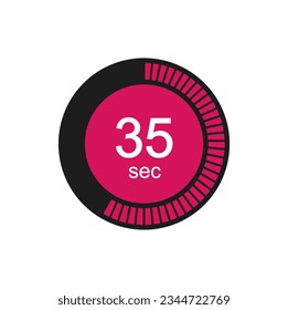 Timer 35 sec icon, 35 seconds digital timer. Clock, timer and countdown.