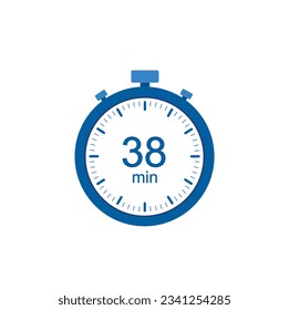 Timer 38 min icon, 38 minutes digital timer. Clock and watch, countdown.