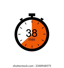 Timer 38 min icon, 38 minutes digital timer.