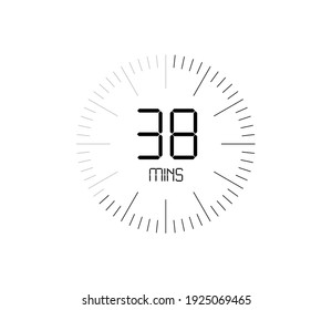 Timer 38 mins icon, 38 minutes digital timer