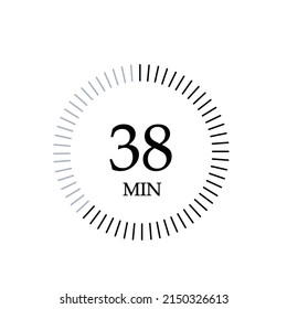 Timer 38 mins icon, 38 minutes digital timer.