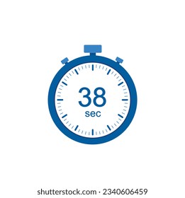 Timer 38 sec icon, 38 seconds digital timer. Clock and watch, countdown.