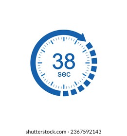 Timer 38 secends icon, 38 sec Digital Countdown Timer Vector Icon.