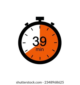 Icono de temporizador de 39 minutos, temporizador digital de 39 minutos.