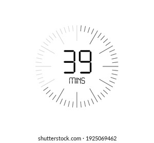 Timer 39 mins icon, 39 minutes digital timer