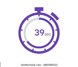 Timer 39 sec icon, 39 seconds digital timer. Clock and watch, timer, countdown