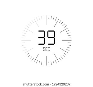 Timer 39 sec icon, 39 seconds digital timer