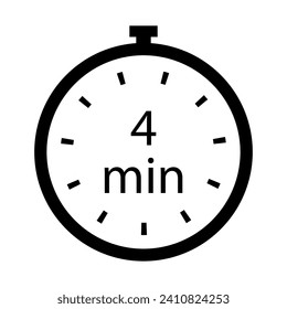 Timer 4 min line icon. Time, stopwatch, alarm clock, clock, run, second, speed, hour, minute, record, sport, cooking. Vector icon for business and advertising