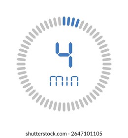 Timer 4 minute. Stopwatch isolated set icons. Countdown timer symbol icon set. vector illustration.
