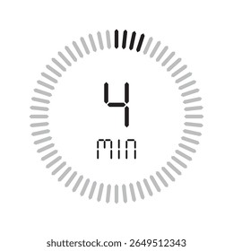 Timer 4 minute. Stopwatch isolated set icons. Countdown timer symbol icon set. vector illustration.