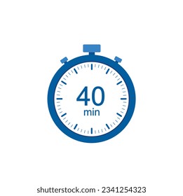 Timer 40 min icon, 40 minutes digital timer. Clock and watch, countdown.