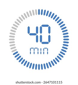 Timer 40 minute. Stopwatch isolated set icons. Countdown timer symbol icon set. vector illustration.