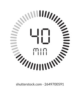 Timer 40 minute. Stopwatch isolated set icons. Countdown timer symbol icon set. vector illustration.