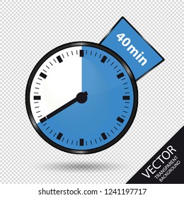 Timer 40 Minutes - Vector Illustration - Isolated On Transparent Background