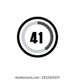 Timer 41 Minutes, seconds, Hours stopwatch vector icon. Stopwatch icon in flat style, 41 Minutes, seconds, Hours Countdown timer symbol icon on white background. Vector illustration.