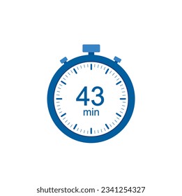 Timer 43 min icon, 43 minutes digital timer. Clock and watch, countdown.