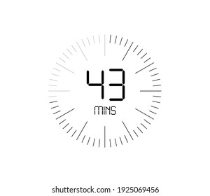 Timer 43 mins icon, 43 minutes digital timer