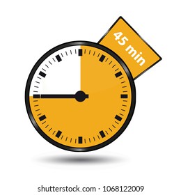 Timer 45 Minutes - Vector Illustration - Isolated On White Background