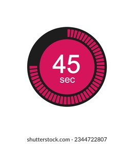 Timer 45 sec icon, 45 seconds digital timer. Clock, timer and countdown.