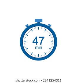 Timer 47 min icon, 47 minutes digital timer. Clock and watch, countdown.