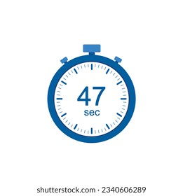 Timer 47 sec icon, 47 seconds digital timer. Clock and watch, countdown.