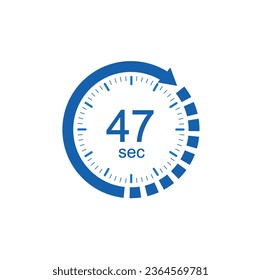 Timer 47 secends icon, 47 sec Digital Countdown Timer Vector Icon.