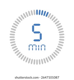 Timer 5 minute. Stopwatch isolated set icons. Countdown timer symbol icon set. vector illustration.